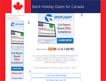 Tablet Screenshot of bankholidaydates.ca